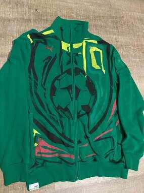 Vintage Puma Cameroon FECAFOOT FtblCulture Graphic Full Zip Track Jacket Green